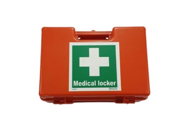 First aid kit complete with wall mounting bracket