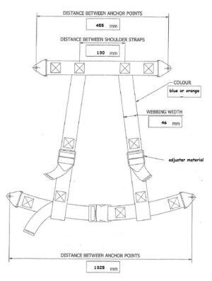 Free Fall Lifeboat Seatbelt 4-Point Adjustable. Orange